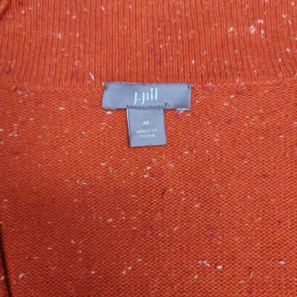 J. Jill Orange textured V-Neck One-Button Long Cotton Angora Cardigan Sweater M - Picture 6 of 8